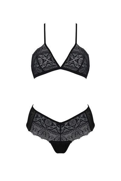 Комплект Passion KERRIA BIKINI black, S/M, бралет і трусики-бікіні SX0483 фото
