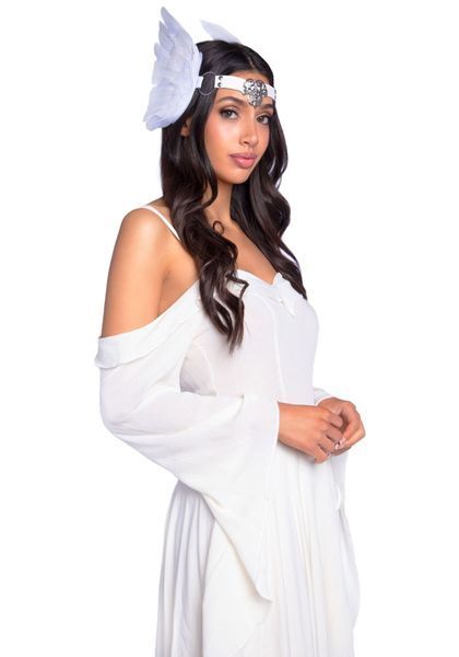 Пов&rsquo;язка на голову з крилами Leg Avenue Feather headband White, пір&rsquo;я та натуральна шкіра SO8013 фото