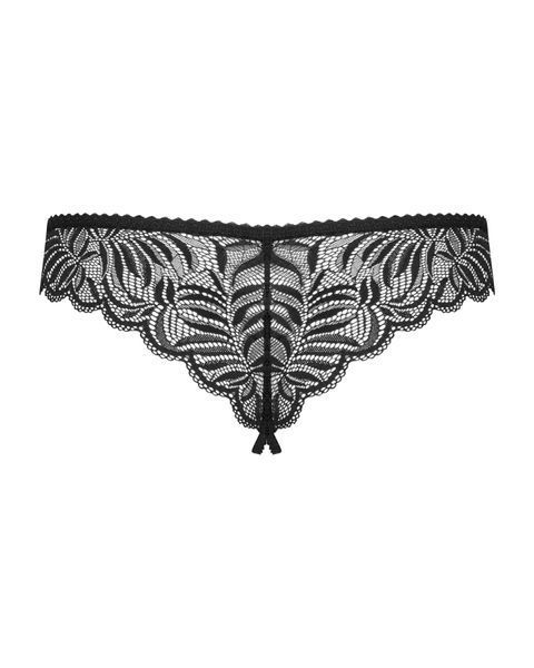 Мереживні танга з доступом Obsessive Contica crothchles thong L/XL, чорні SO7257 фото
