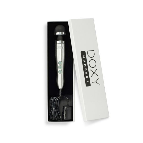 Вібромасажер DOXY Die Cast 3 Silver (Satin), дуже потужний, живлення 220В, металевий корпус SO2602 фото