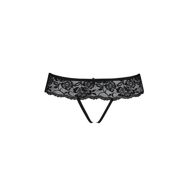 Мереживні стрінги з доступом Passion SENIA THONG S/M, black SO5380 фото