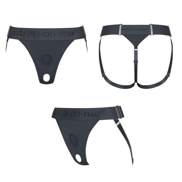 Трусики для страпона Strap-On-Me HARNAIS LINGERIE UNIQUE, One Size, сірі SO9613 фото