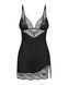 Пеньюар Obsessive Lobellis chemise & thong, M/L, чорний, мереживне оздоблення, стрінги в комплекті SX1021 фото 3