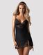 Пеньюар Obsessive Lobellis chemise & thong, M/L, чорний, мереживне оздоблення, стрінги в комплекті SX1021 фото 6