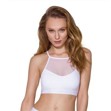 Спортивний топ з прозорою вставкою Passion PS006 TOP M, white SO4244 фото