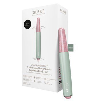 Ручка-масажер для обличчя з рожевим кварцом GESKE SmartAppGuided Double-Sided Rose Quartz Depuffing Pen 7в1 green HB0666 фото