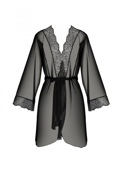 Пеньюар Passion AMBERLY PEIGNOIR black, XXL/XXXL, пояс у комплекті SX0463 фото