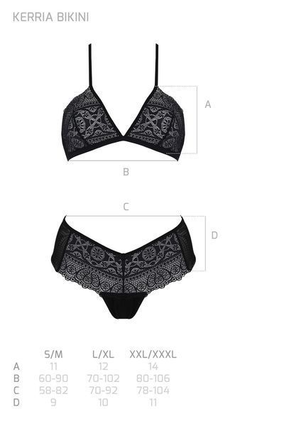 Комплект Passion KERRIA BIKINI black, XXL/XXXL, бралет і трусики-бікіні SX0484 фото