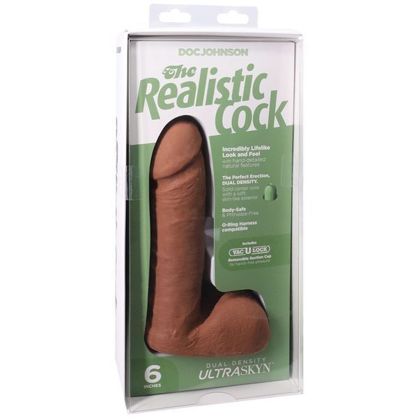 Фалоімітатор Doc Johnson The Realistic Cock ULTRASKYN - 6 Inch with Balls Caramel SX4446 фото