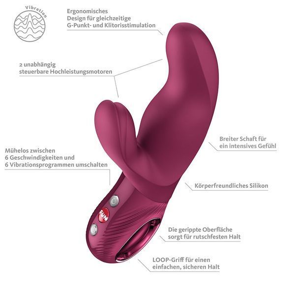Вібратор-кролик Fun Factory MISS BI Wine Red, 2 незалежні мотори, діаметр 4,2 см SX4244 фото