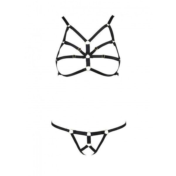 Комплект білизни зі стреп Passion Exclusive ARMANDA SET S/M, black SO5963 фото