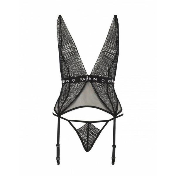 Напівпрозорий корсет Passion Exclusive MIRAJANE CORSET XXL/XXXL, black PS26409 фото
