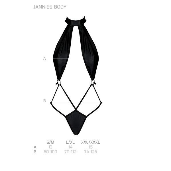 Боді-халтер з екошкіри Passion JANNIES BODY XXL/XXXL black SO8444 фото