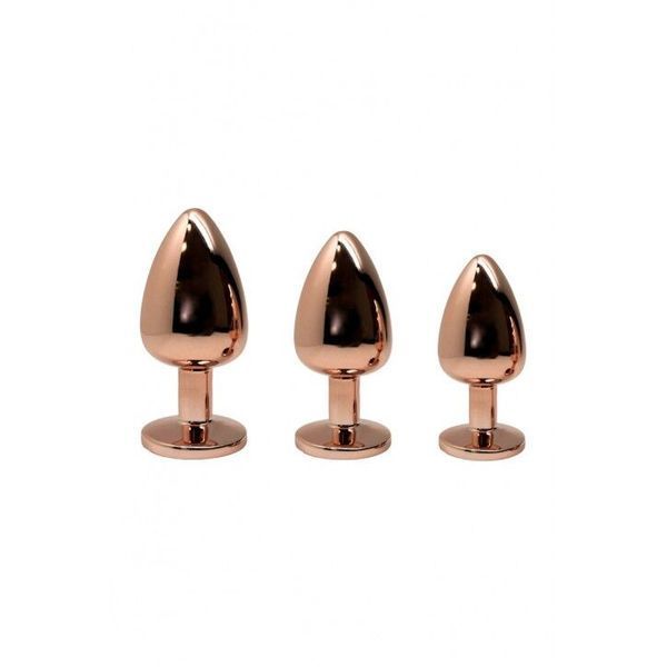 Металева анальна пробка Wooomy Tralalo Rose Gold Metal Plug Magenta M, діаметр 3,4 см, довжина 8 см SO7427 фото