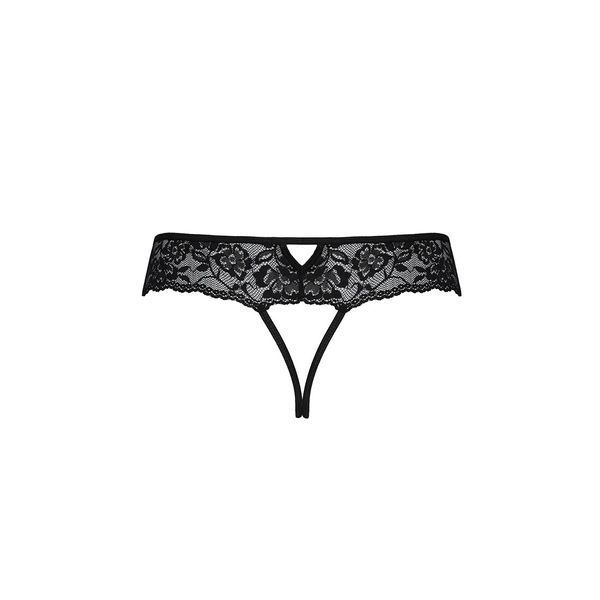 Мереживні стрінги з доступом Passion SENIA THONG XXL/XXXL, black SO5381 фото