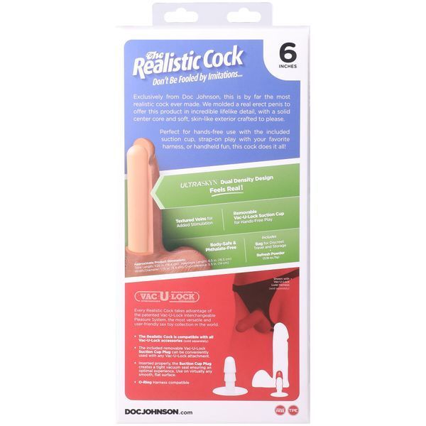 Фалоімітатор Doc Johnson The Realistic Cock ULTRASKYN - 6 Inch with Balls Caramel SX4446 фото