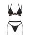 Комплект білизни Obsessive Selinne 3-pcs set XS/S Black, бюстгальтер, стрінги пояс для панчіх SO8667 фото 3
