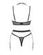 Комплект білизни Obsessive Selinne 3-pcs set XS/S Black, бюстгальтер, стрінги пояс для панчіх SO8667 фото 4
