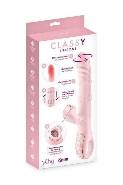 Вібратор-кролик 5в1 Yoba Classy, ​​вібрація, ротація, пульсація, перлинний масаж, нагрівання SX3983 фото