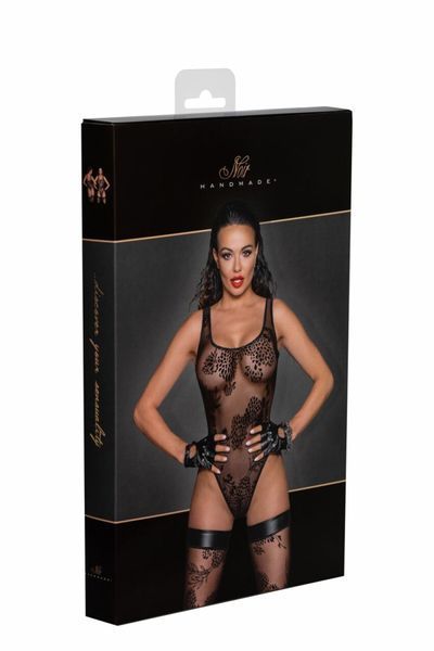 Боді Noir Handmade F242 Tulle body with patterned flock embroidery, XL SX0154 фото