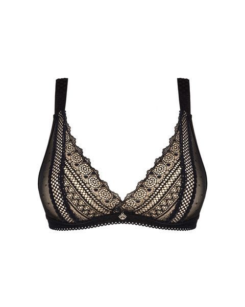 Мереживний бюстгальтер із трикутною чашкою Obsessive Estiqua bra M/L, чорний, широкі лямки SO7259 фото