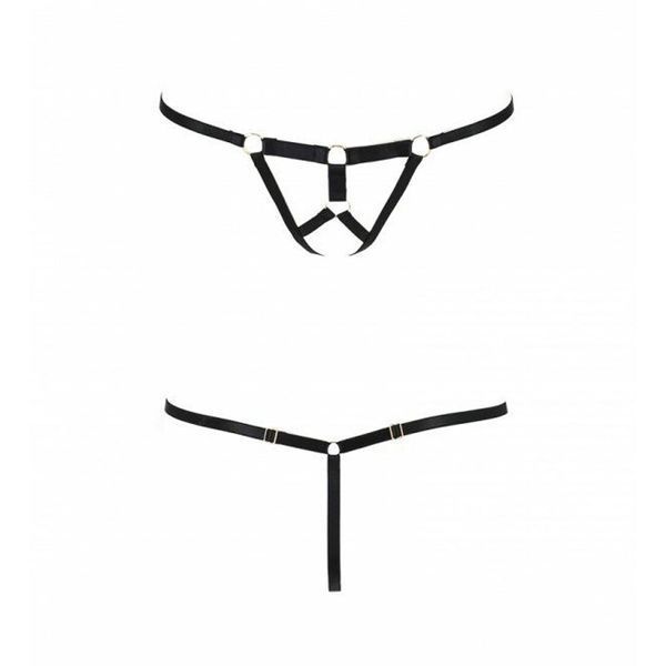 Трусики стрінги зі стреп Passion Exclusive ARMANDA THONG XXL/XXXL, black SO1582 фото