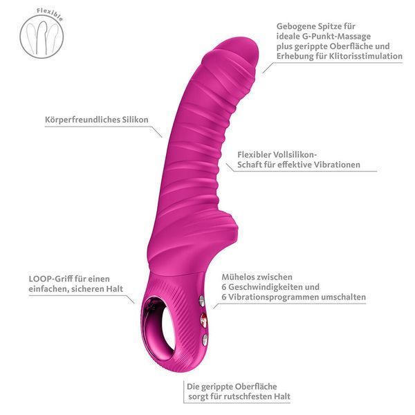 Вібратор для точки G Fun Factory TIGER Magenta, ребристий, підходить для анальної стимуляції SX4306 фото