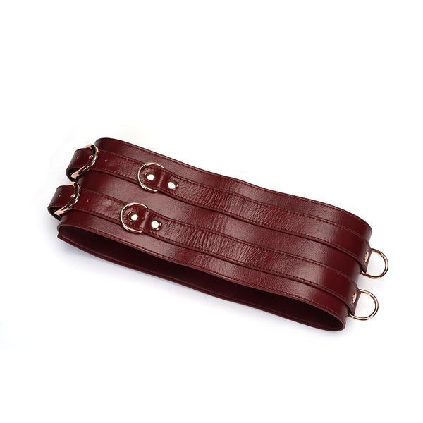 Шкіряний пояс для бондажу Liebe Seele Wine Red Waist Cuff, S Size SO9460 фото