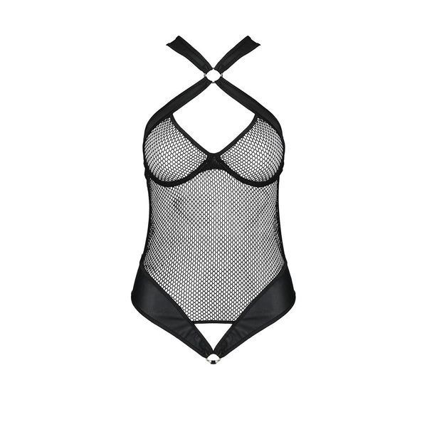 Сітчастий боді з халтером Passion Amanda Body L/XL, black SO5315 фото