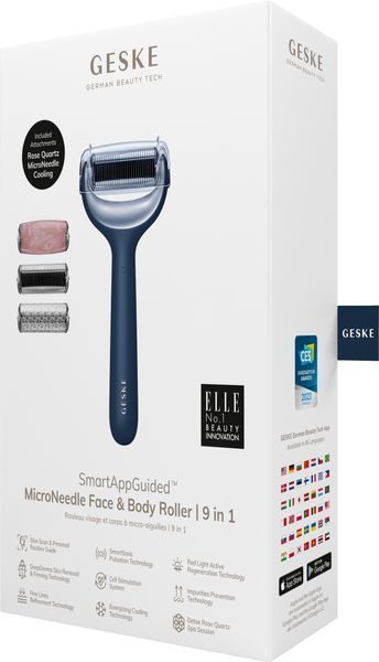 Ролер для голкової мезотерапії обличчя та тіла GESKE MicroNeedle Face&Body Roller 9в1 midnight HB0210 фото