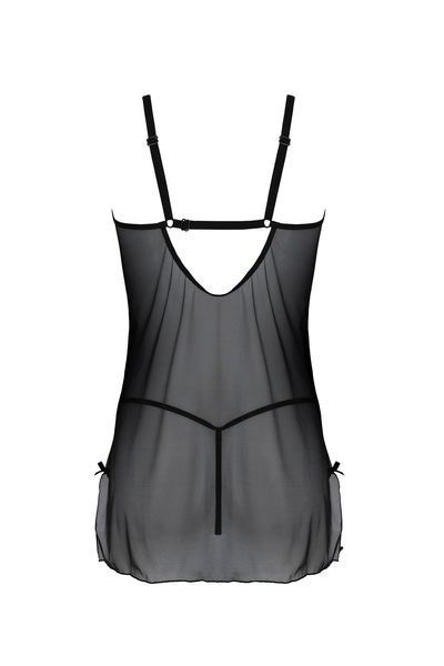 Пеньюар Passion DROSERA CHEMISE black, S/M, мереживний ліф зі стрепами, трусики в комплекті SX0474 фото