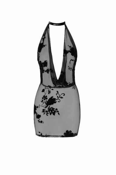 Сукня Noir Handmade F313 Mythos, L, black, прозора, міні, відкрита спина, декор зі стразів SX0317 фото