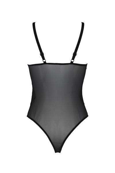 Боді Passion KERRIA BODY black, S/M, з високими вирізами та верхом балконет SX0486 фото