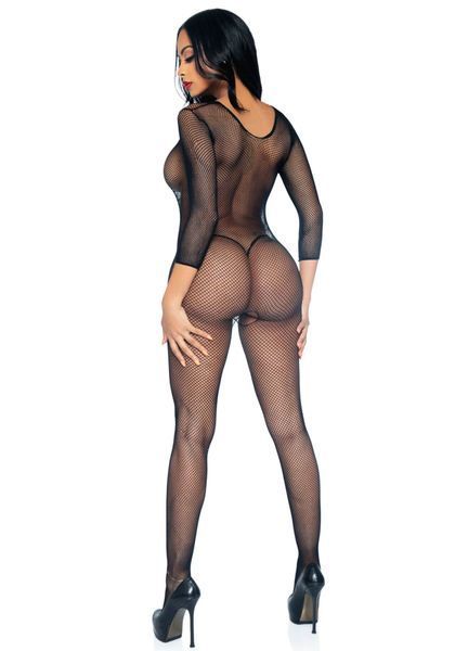 Бодістокінг Leg Avenue V Front Bodystocking One size Black, дрібна сітка, доступ SO8613 фото