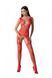 Бодістокінг з плетінням на грудях Passion BS099 One Size, red, відкритий доступ, імітація підв&rsquo;язок SO8939 фото 1