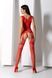 Бодістокінг з плетінням на грудях Passion BS099 One Size, red, відкритий доступ, імітація підв&rsquo;язок SO8939 фото 9