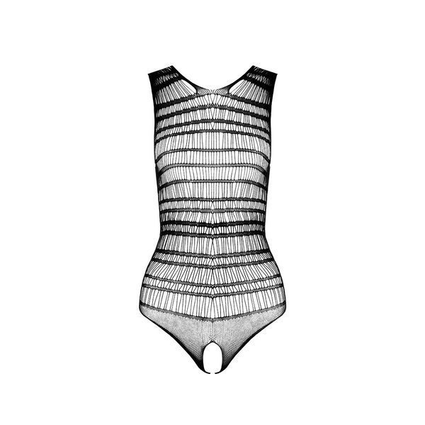 Бодістокінг з доступом Passion BS086 black, вертикальна сітка, виріз на спинці SO6376 фото