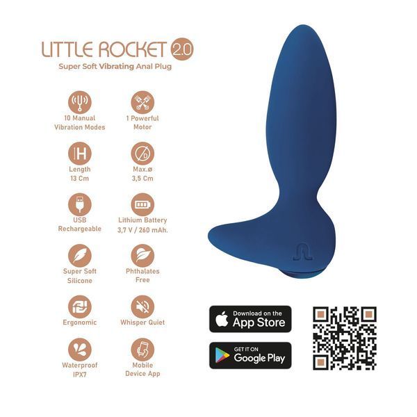 Анальна смарт-вібропробка Adrien Lastic Little Rocket 2.0, 10 режимів, подвійний силікон SX1275 фото