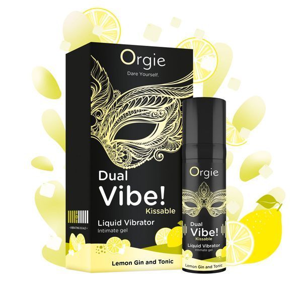 Рідкий вібратор Orgie Dual Vibe! Lemon Gin And Tonic Kissable Liquid Vibrator, 15 мл SX1490 фото