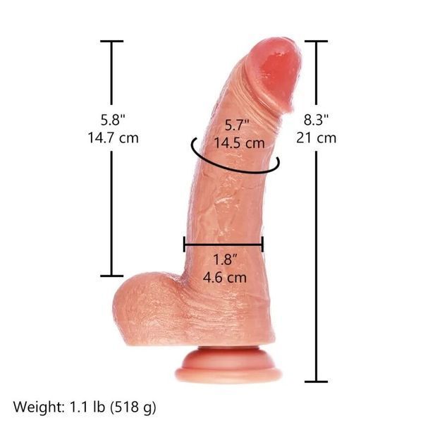 Фалоімітатор для секс-машин Hismith 8.25" Dual-density dildo with veins, система KlicLok SX4010 фото