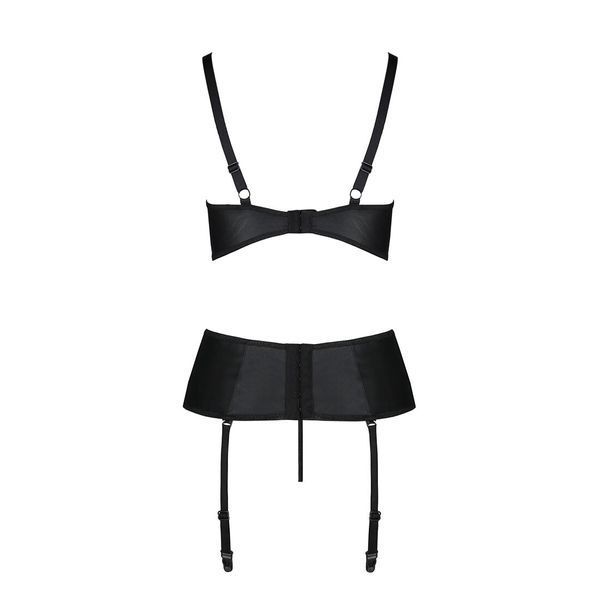 Корсет з відкритими грудьми Passion JANNIES CORSET S/M black, стрінги в наборі SO8446 фото