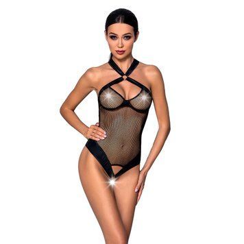 Сітчастий боді з халтером Passion Amanda Body XXL/XXXL, black SO5317 фото