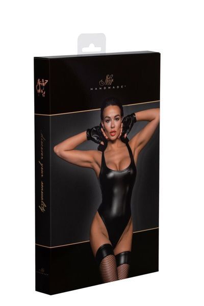 Боді з мокрим ефектом Noir Handmade F244 Powerwetlook body with high cut bottom hem, M SX0162 фото