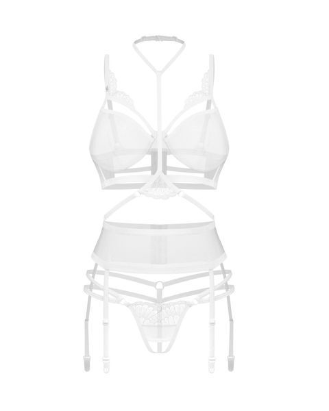 Комплект Obsessive Premisis White 3-pcs crotchless set 2XL/3X SX3120 фото