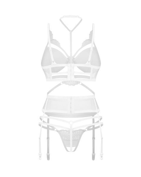 Комплект Obsessive Premisis White 3-pcs crotchless set 2XL/3X SX3120 фото