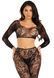 Комплект Leg Avenue Crop top & footless tights, One Size, чорний, кроп-топ та колготки без стопи SX1075 фото 3
