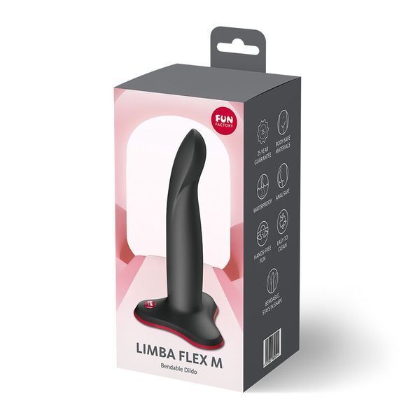 Фалоімітатор Fun Factory LIMBA FLEX M Black, гнучкий, з ефектом пам&rsquo;яті, підходить для точки G SX3288 фото