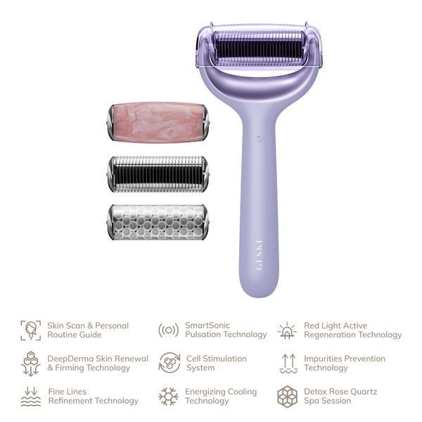 Ролер для голкової мезотерапії обличчя та тіла GESKE MicroNeedle Face&Body Roller 9в1 purple HB0211 фото