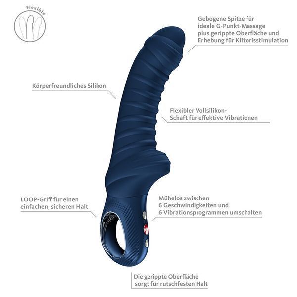 Вібратор для точки G Fun Factory TIGER Nightblue, ребристий, підходить для анальної стимуляції SX4308 фото