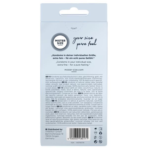 Презервативи Mister Size - pure feel - 64 (10 condoms), товщина 0,05 мм SO8047 фото